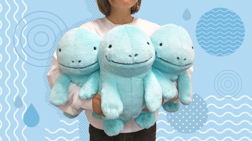 theyshapedlikefriends:

*gives you three (3) of them* #I GOT ONE OF THESE GUYS AT c2e2!!!  #was kinda pricey but they are so friend shaped and I absolutely needed it once I saw it #plush#quagsire#derpy fren