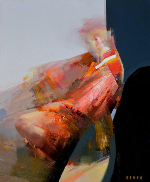 asylum-art:  Zin Lim Paints Figures Gracefully Dissolving into Abstraction Zin Lim  paints sculpted bodies and faces with twinkling eyes before wiping them away with textured paint strokes. While the San Francisco-based artist began his career painting