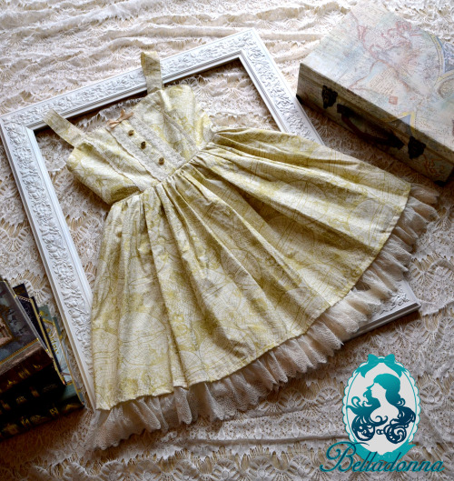  Gilded Atlas JSK in IvoryThis elegant dress features a stunning map design in gold printing, ivor