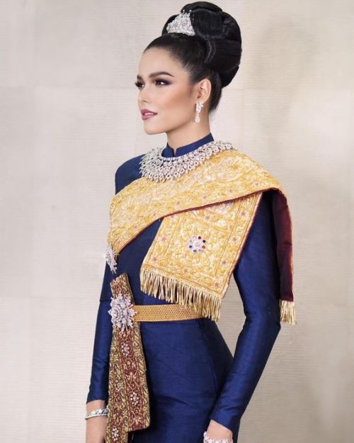 Thai fashions1. Fahsai Paweensuda Drouin, Miss Universe Thailand 2019, in Chut Thai Siwalai2. Woman 