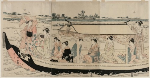 cma-japanese-art: Women in a Pleasure Boat on the Sumida River, Chōbunsai Eishi, early 1790s, Clevel