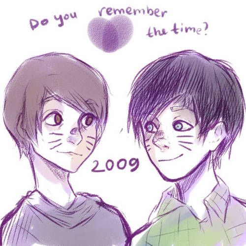 my first (2015) and latest dan and phil fanart 