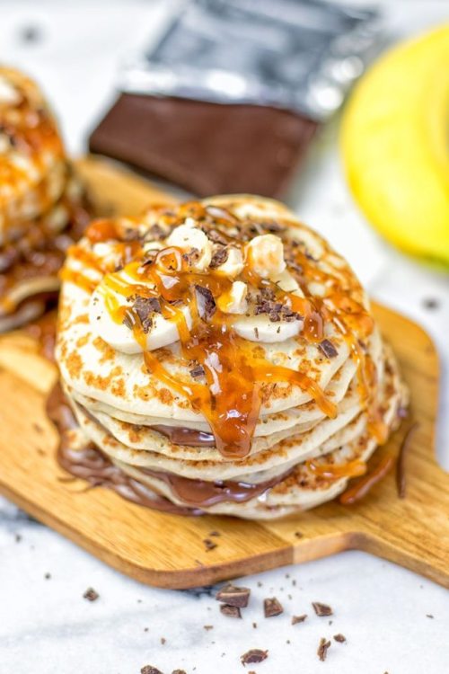 Vegan Peanut Caramel & Chocolate Pancakes (GF)Chocolate Chip Cookie Pancakes (GF)Chocolate Chip 