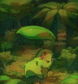 pinkgermy:  Pokemon of the week on Pokegraph’s Oekaki You know that “Germy” come from “Germignon”, the french name of Chikorita ? 