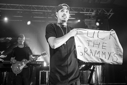 thehippesthop:  J COLE’S “FUCK THE GRAMMY’S” SIGN. - thehippesthop -
