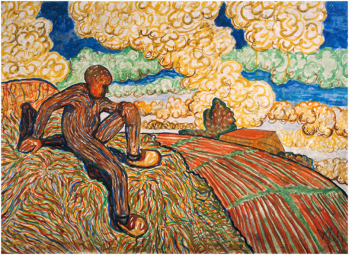 terminusantequem:Wilhelm Morgner (German, 1891-1917) Der Mann auf dem Hügel, 1911. Tempera on g