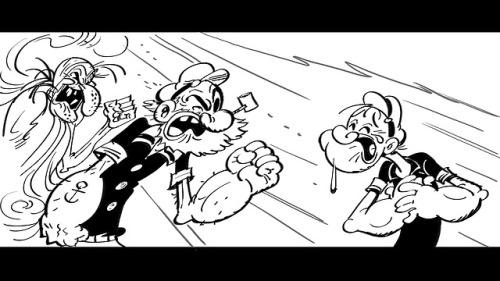 Story sketches for Genndy Tartakovsky’s unfinished POPEYE film.