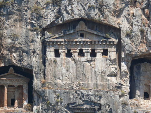 historyfilia:Hellenistic rock tombs from Kaunos, Turkey (4th – 2nd century BC)