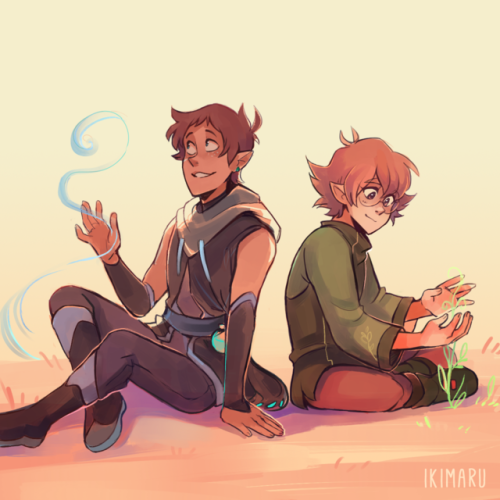 some more stuff about this au! c:Lance & co are elemental nymps (or magic elves skdjf I didn’t know how to call them, they have nature-based powers that’S THE THING)none of them can control their powers very well at first, Pidge isn’t very fond