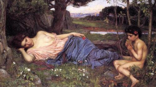 artist-waterhouse:Listen to my Sweet Pipings, 1911, John William WaterhouseMedium: oil,canvas