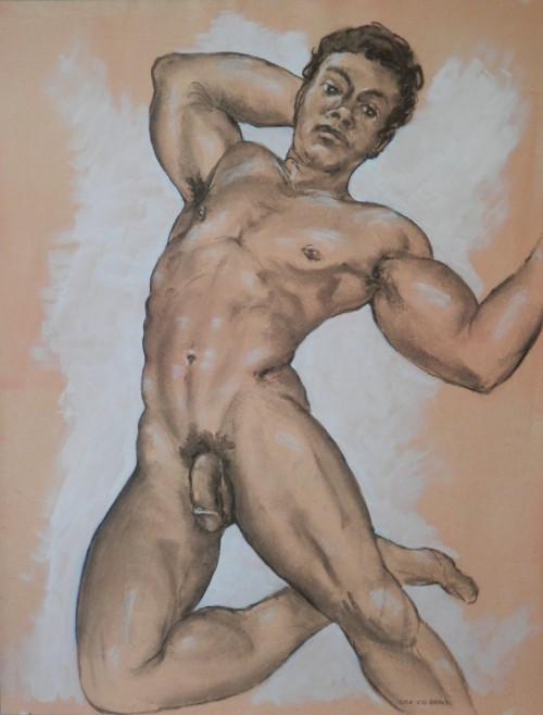 art-and-things-of-beauty:  Dick van den Brakel (1959) - Jump, black/white chalk and oil on paper, 65