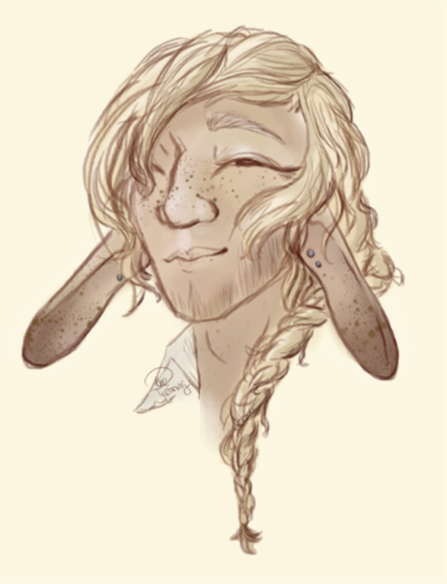 thepigeoning: soft shell taako [image description: a drawing of Taako from the neck up. He’s a
