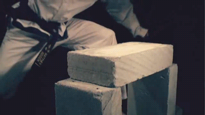 fencehopping:  Slow motion karate chop to a block of cement.