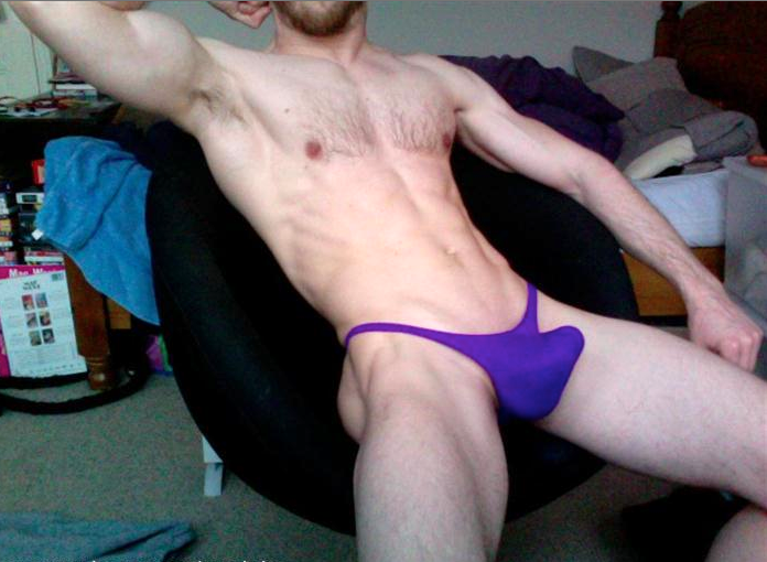 manthongsnstrings:  stringpassion:  randy9bis:  Hot in his bulging purple thong 