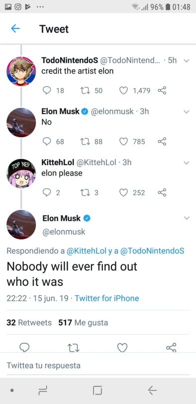 birdsarescreaming:  officialfist:   officialfist:   destinytomoon:  destinytomoon:   oyarsas:   destinytomoon: I refuse to believe Elon Musk literally reposted art with no credits and when people said him to put credit he say ‘no’ and acted as a complety