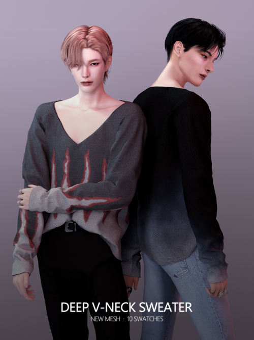 rona-sims: [RONA] Deep V-neck Sweater TS4New mesh10 SwatchesHQ Compatible[T.O.U]Do not re-upload &am