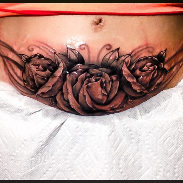 48 Beautiful Rose Tattoo Ideas For Summer  Tattoos for women Belly tattoos  Sexy stomach tattoos
