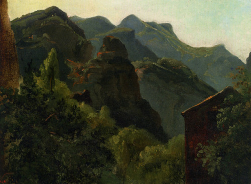 art-rousseau:Side of the Valley of Saint-Vincent (Auvergne), Theodore RousseauMedium: oil,paperhttps