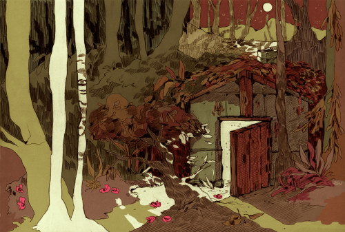 godzillabreath: autumn in the witch forest (colored it yo, told you guys i would)