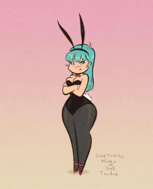 hugotendaz: Bunny Bulma - Dragon Ball- Cartoony PinUp Sketch Late night with Bulma.