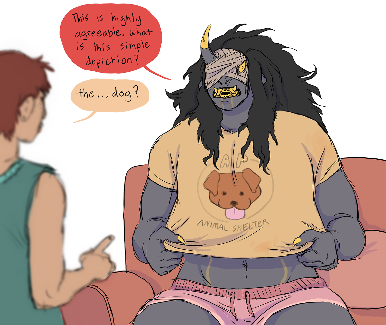 tastydanger: sharing ur clothes with your demon bff who has never fuckin seen a dog?