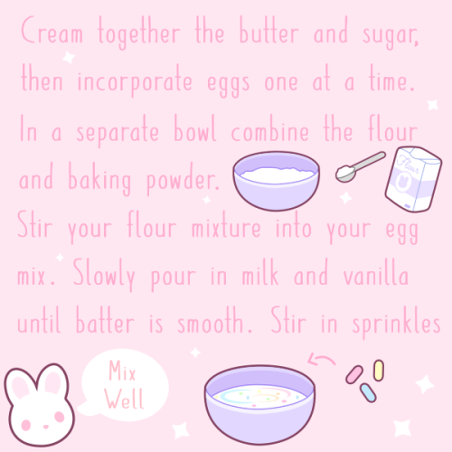 beerecklessart:Funfetti cake recipe! What’s your favorite kind of cake?