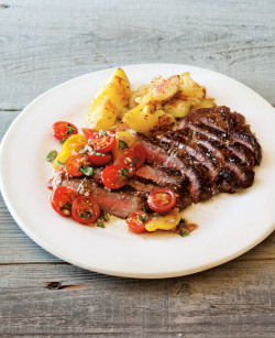 do-not-touch-my-food:  Pan-Fried Steak, Rosemary Potatoes, and Tomato Relish