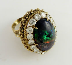   Black opal with diamonds    