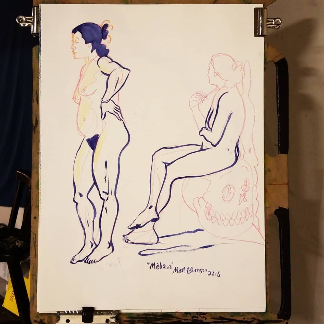 Figure drawing!  Stabilo 3-in-1 and ink on paper Approx 22x30&quot;  #art #drawing
