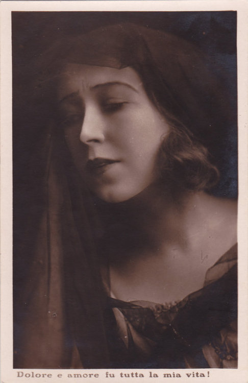 Italian Lady Postcards by Sborgi, 1920s:“Gone from the world are gaiety and hope”“Pain and love were