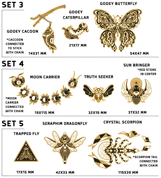 Shy & Coey: Shadow Box Occult Insects pins 