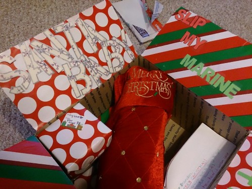 Christmas care package #2! I loved decorating this one (: This one includes gifts from my family and