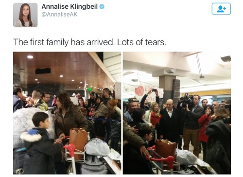 liberalsarecool:  trudaddytrash:  fiftythreecrimes:  In the midst of the awful rhetoric about refugees these images give me such joy.  Welcome to Canada! Great job welcoming them, Calgary! I hope to see more moments like this all across Canada.   This