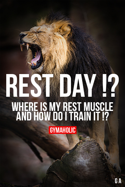 gilrcrazy4fitness:  gymaaholic:  What Is Rest Day !? Where is my rest muscle and