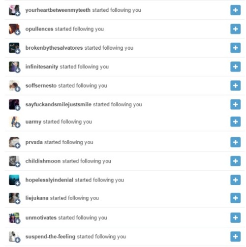 gratificado:  Like = 100-250 new followers Reblog = 250-400 new followers Like   Reblog = 400-600 new followers Must be following all blogs below : gratificado (57k ) personalicts (10k ) Californian (23k ) ughfail (32k ) Hellish-b0y (24k ) O-skate (36k