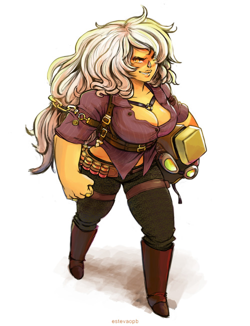 estevaopb:Steampunk Jasper! She uses pressurized cartridges to power her piston helmet, shotgun-like