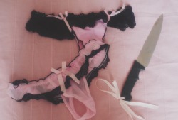 rouge-chevre:  New panties, old knife http://rouge-chevre.tumblr.com/
