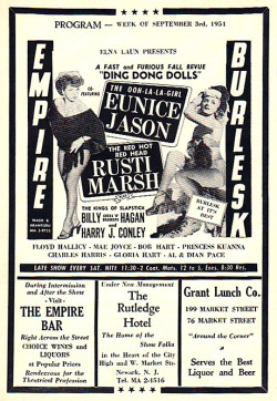 September ‘54 Program Ad For The ‘Empire Burlesk Theatre’, Featuring: Rusti