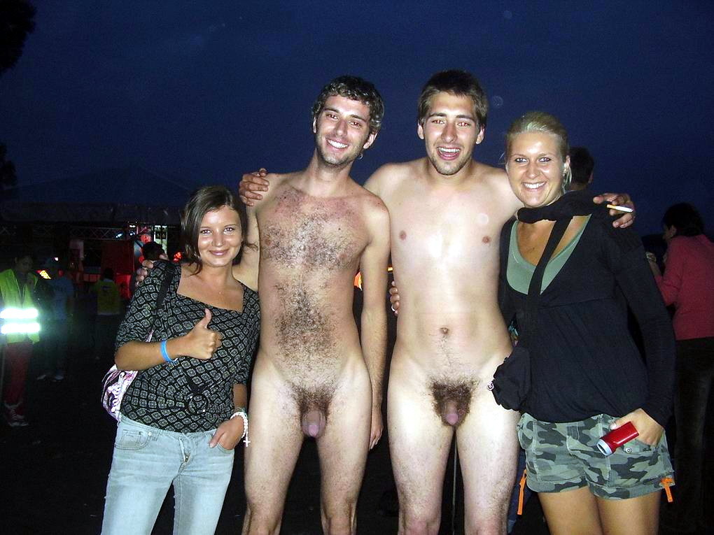 small-cut-cock:  Small dicked buddies pose naked with two clothed girls! Check out