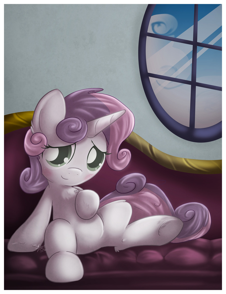 mlpfim-fanart:  Quills and Sofas… by ~EstrosianHeaven  Lookit dat cutieBelle~ &lt;3