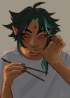 dl4draws:he’s eating almond tofu 