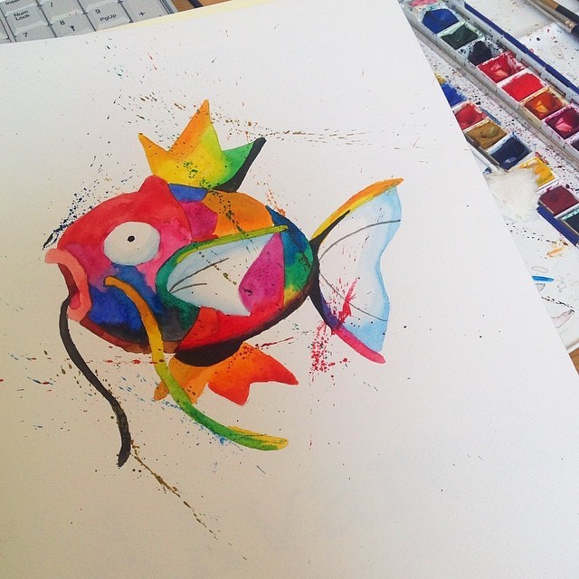 thegameisalife:Pokémon en acuarelas.Pokémon on watercolor.By Lisa-Marie Melin