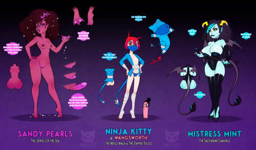 ninjakittyhf:  ★ HAPPY NEW YEAR’S! ★★Here is an updated character sheet that finally includes the very sexy Sandy Pearls and Mistress Mint!I sincerely hope that each and every one of you had a great New Year’s, whether it was out partying or