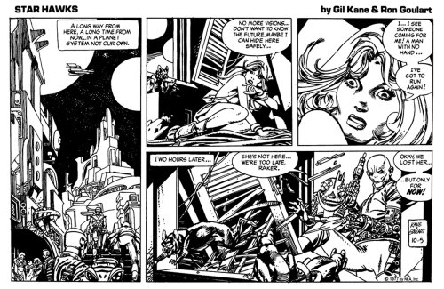 Gil Kane and Ron Goulart, first three daily strips of Star Hawks, October 3–5, 1977. Reprinted in St