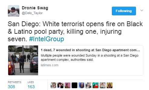 black-to-the-bones:    Another shooting occurred Sunday at an upscale San Diego apartment