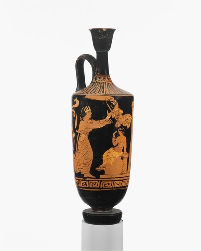 met-greekroman-art:Terracotta lekythos (oil flask) by Lecce Painter, Metropolitan Museum of Art: Gre