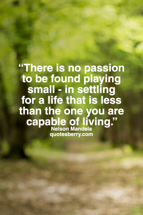 There is no passion to be found playing small - in settling for a life that is less than the one you