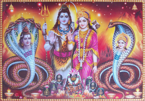 ivashiva:Lord Shiva Parvati with Male Female SnakesOm Shri Uma Maheshwaraya Namo Namah