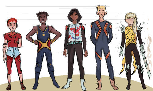 wakandas:From left to right: Wolfsbane, Sunspot, Mirage (Dani Moonstar), Cannonball, Magik