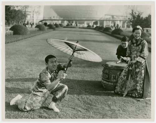 orientallyyours: A set of photos depicting Chinese entertainers with drum, spear, swords, fan, and u